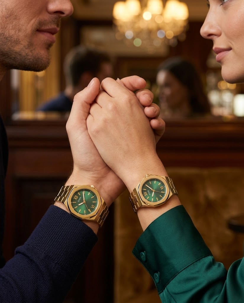 Montre Coffret Couple Guess GW0849G2 & GW0873L2 – Doré et Vert – Image 4