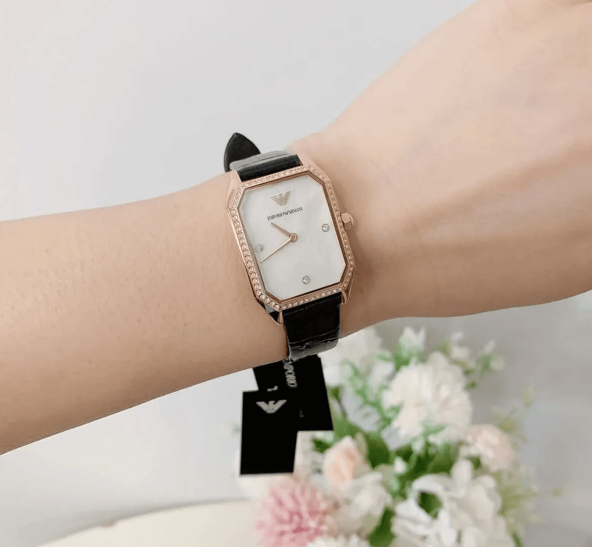 Montre Femme Emporio Armani Gioia AR11466 Or Rose et Bracelet Cuir Bleu - الصورة 3