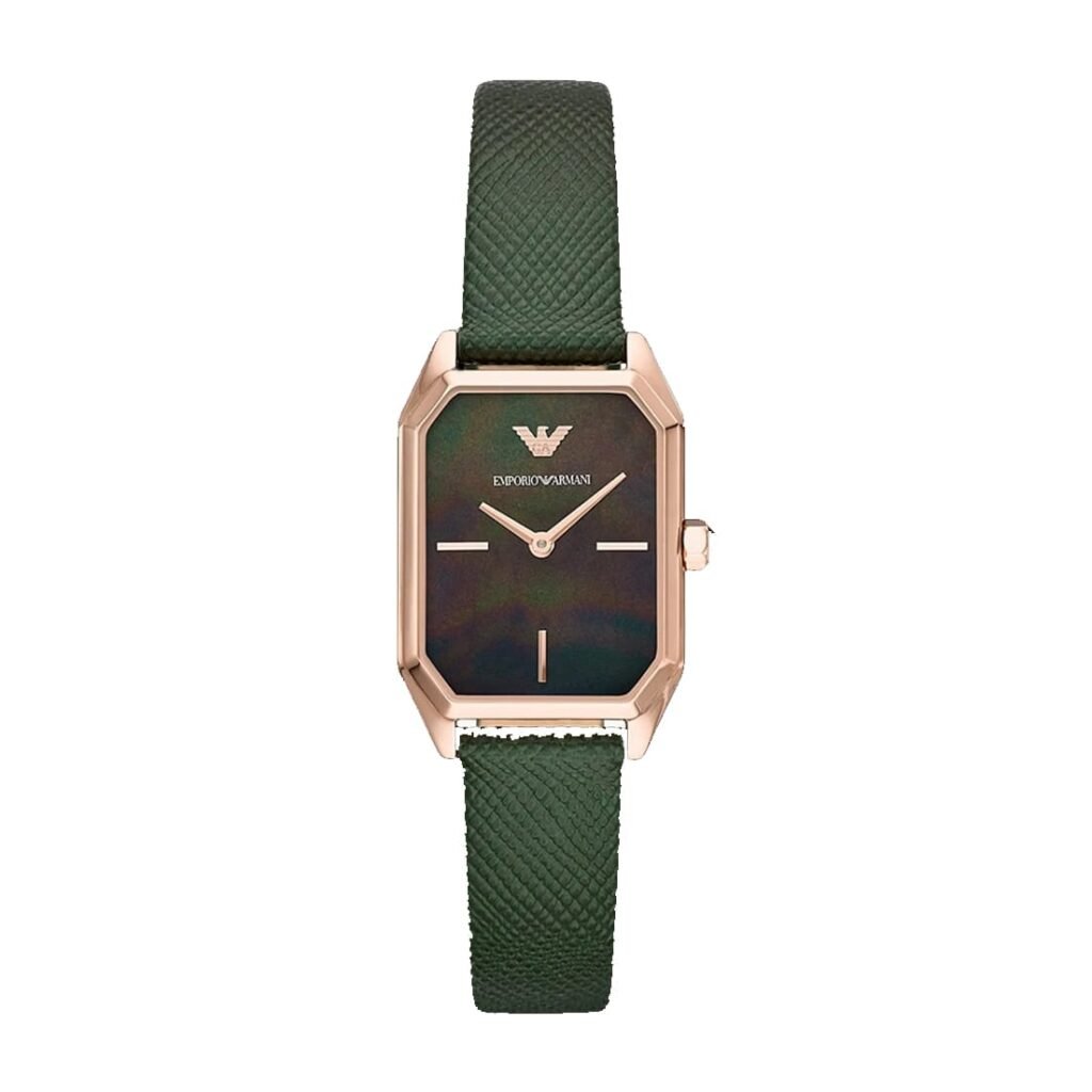 Montre Femme Emporio Armani Gioia AR11149 Or Rose et Cuir Vert 24mm