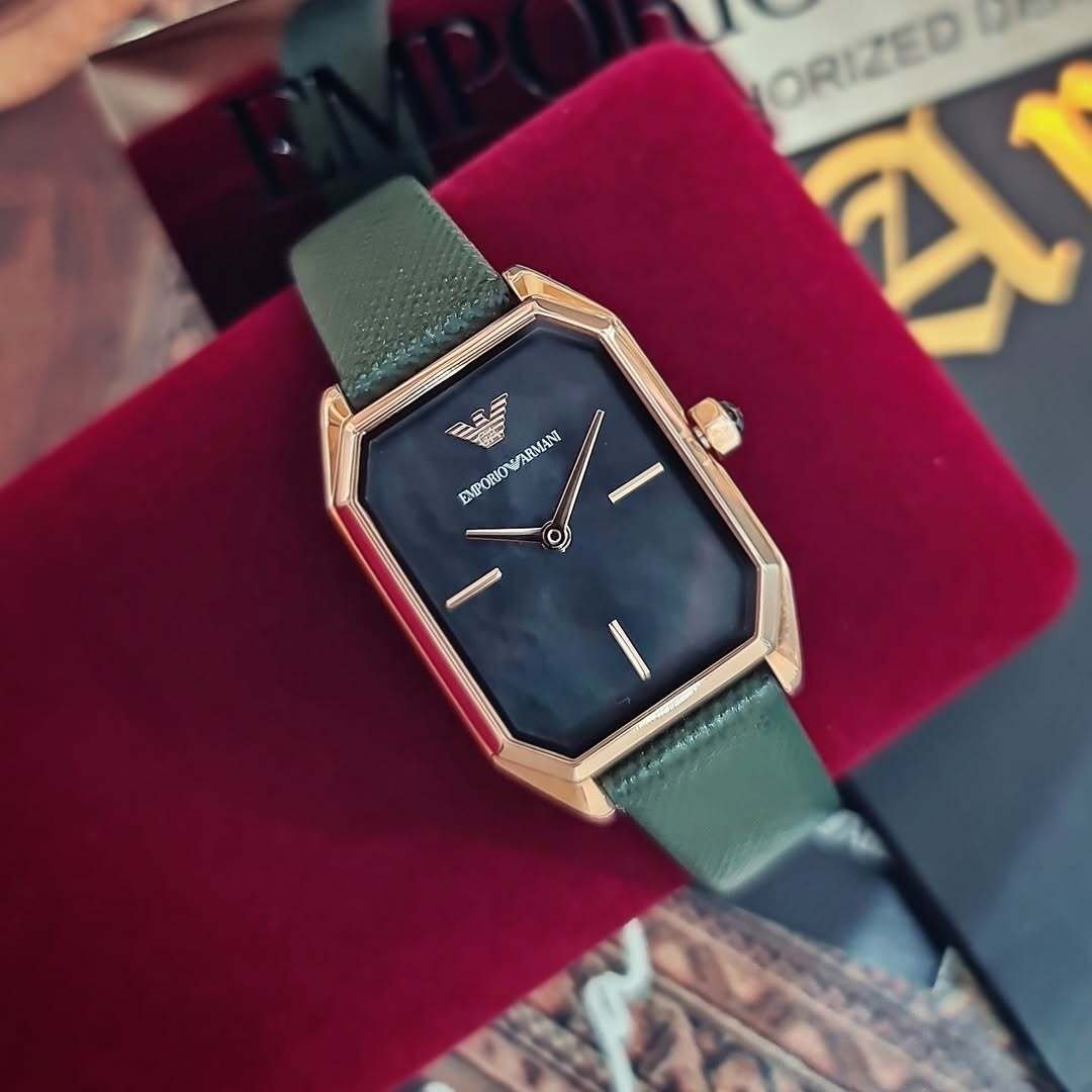 Montre Femme Emporio Armani Gioia AR11149 Or Rose et Cuir Vert 24mm - الصورة 2